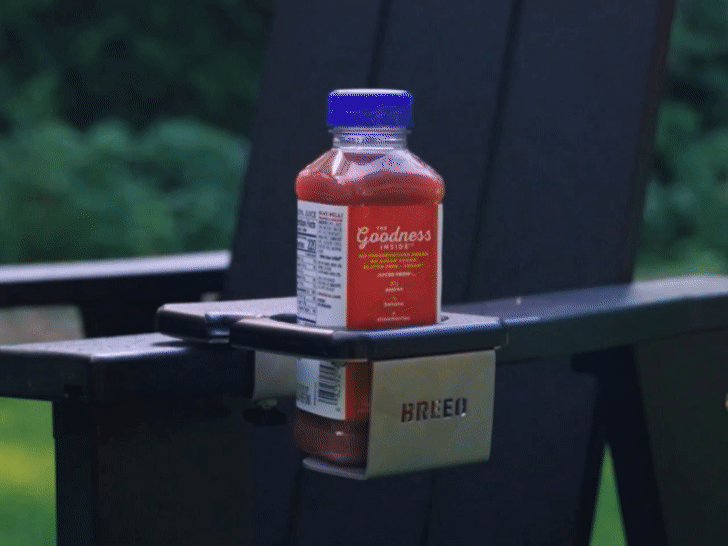 A gif of the Outrig cupholder with drinks in various shapes and sizes