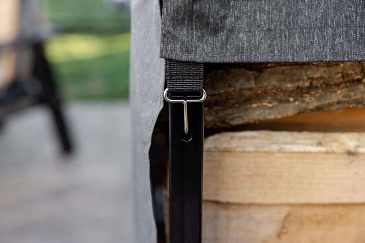 A closeup of the Firewood rack cover