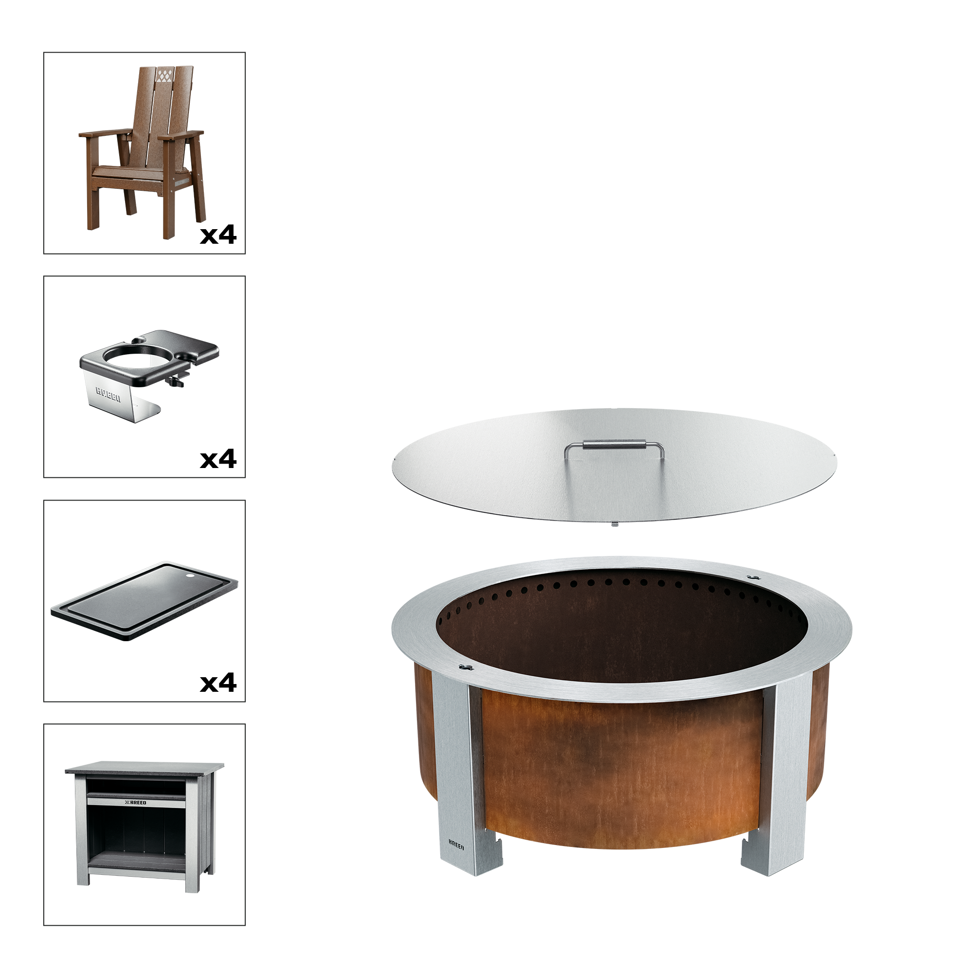 Patio Bundle X30 Corten Antique Mahogany