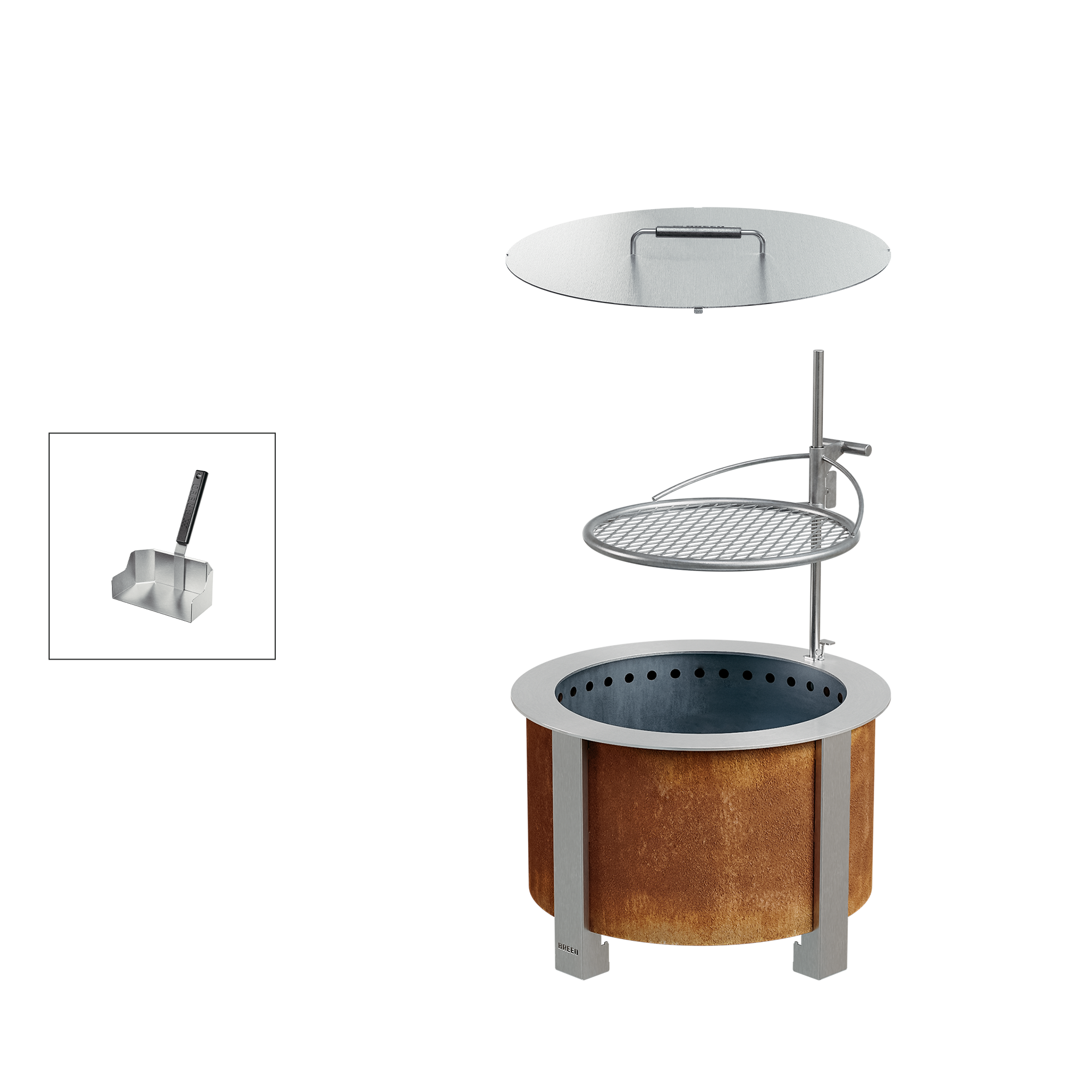 Smokeless Fire Pit Grilling Bundle X19 Corten