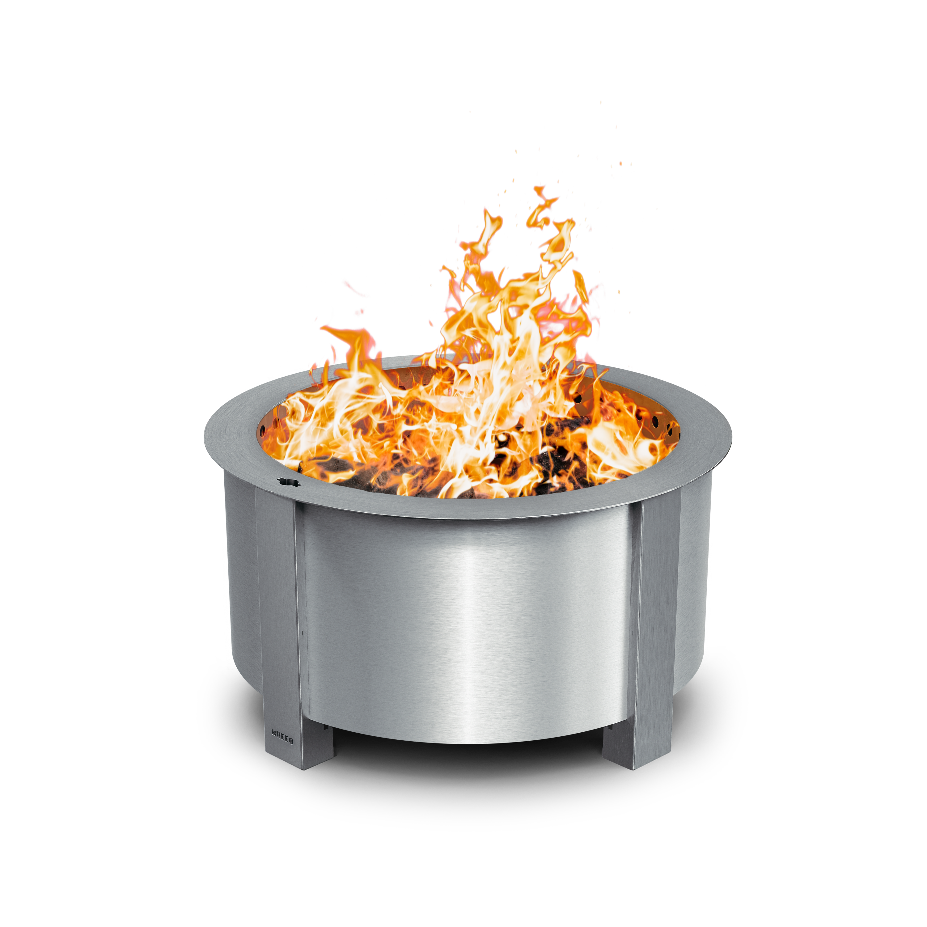 X Series 24 Stainless fire pit with flames 