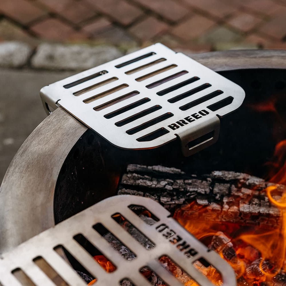 Three Breeo Skillet Rests attached to a Breeo X30 Firepit